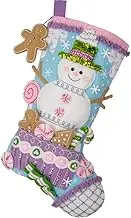 Bucilla, Snowman's Candy Confections, Felt Applique 18" Stocking Making Kit, Perfect for DIY Arts and Crafts, 89729E