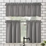 Pack of 3 Grey Kitchen Curtains 24 W x 54 L Soft Microfiber Light Filtering