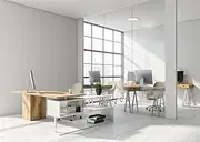 Loccor 7x5ft Fabric Modern Office Backdrop Stylish Business Office Interior White Glass Wall Background Video Conference Zoom Room Photo Props