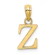 14K Yellow Gold Polished Block Letter Z Initial Pendant