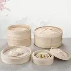 Mini Bamboo Steamer Chinese Dumplings Cooking Tool Set Steaming With Lid&Handle/