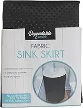 Diamond Stitch Fabric Bathroom Sink Skirt Utility Sink Waterproof Fits Standard Size Sinks Adds Bathroom Storage (Black) Large