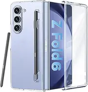 [CusPra] Clear Case for Samsung Galaxy Z Fold 6 with S Pen Holder, Built-in S Pen Slot Bumper Cover Anti-Yellowing Slim Thin Crystal Transparent Protective Cover