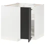 METOD corner base cabinet with carousel, white/Nickebo matt anthracite, 88x88x80 cm