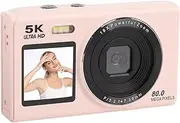 Sxhlseller 5K Digital Camera for Photography, 80MP WiFi Vlogging Camera with Dual Screen, 18X Digital Zoom, Autofocus Compact Travel Cam with 32GB Card (Pink)