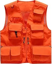 [AKTQL88] Men's Gilet Multi-Pocket Sleeveless Waistcoat Outdoor Casual Fishing Vest Mesh Breathable Hiking Photography Gilet