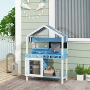 Qaba Mud Kitchen for Kids, Outdoor Play Kitchen w/ Sink, Faucet, Water Tank