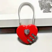 Red Mini Heart-Shaped Combination Padlock Metal No Assembly No Batteries Needed