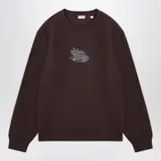 [Burberry] Brown Crewneck Sweatshirt With Logo L Brown