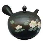 Teapot Kyusu Tokoname - SHUNJU - Black - 540 ml cc - Stainless Mesh - Sasanqua