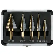 Step Drill Bits, 5PCS HSS Titanium Step Drill Bit Set, 50 Sizes High Speed Steel
