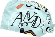 [WOSHJIUK] Working Hat 2 Pack Scrub Caps for Women,Lettering Believe Sentences,Tie Back Cap Adjustable Scrub Hat