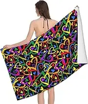 JBYJBX Gay Pride Rainbow Print Beach Towel Quick Dry Sandproof Microfiber Beach Bath Towel for Travel Pool Camping