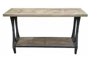MF Bourke Recycled Elm Timber Hall Table with Rustic Metal Frame