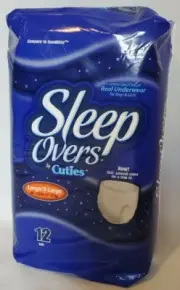 Cuties Sleep Overs Youth Absorbent Underwear L/XL 60-125 lbs. 12 Pack Unisex