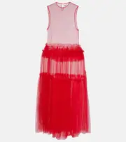 [Noir Kei Ninomiya] Noir Kei Ninomiya Sheer tulle maxi dress AU 14 red