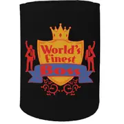Alcohol Stubby Holder - Worlds Finest Boss - Funny Novelty Birthday Gift Joke Beer Can Bottle