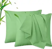 LINENOVA European Pillowcase Set of 2, Cooling Rayon from Bamboo Pillow Cases, 2000 TC Ultra Soft & Breathable Envelope Pillow Cover, Moisture-Wicking for Hot Sleepers(Avocado, 65 * 65cm)