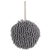 Chenille Hand Towel, Kitchen Bathroom Hanging Ball Quick-Drying Hand Cloth - Grey