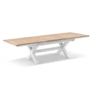 Austin Outdoor 2.2m - 3m Extension Teak and Aluminium Table with 10 Kansas Dining Chairs - Outdoor Dining Settings