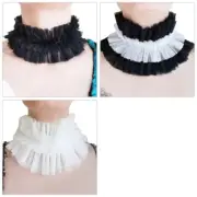 Womens Vintage Layering Ruffled False Collar Gothic Mesh Neck Ruff Chokers Shawl
