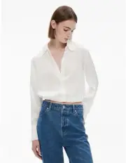 Witchery Elasticated Crop Shirt Size 6 RRP $149 New With Tags Sold Out Style