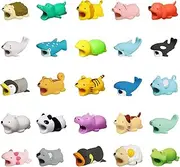 25Pcs Cute Cable Protector Animals,Phone Charger Cable Bites Cord Protector, USB Charger Cord Cable Protector for Most Cellphone and Tablet Cable