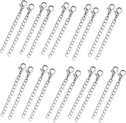 [Beatifufu] 20pcs Silver Necklace Bracelet Chain Extender with Clasp Extension Chain for DIY Jewelry Making Easy to Use for Lengthening Necklaces and Bracelets
