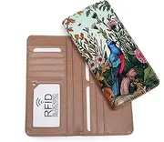 [ANFUMAN] Rfid Slim Wallet for Womens Thin Card Holder Travel Wallet Bifold Clutch Long Ladies Billfold, Blue Bird, small, Bifold Wallet Reid-blocking