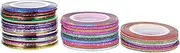 BIUDECO 50 Rolls Gold and Silver Thread Nail Art Design Tape - Rhinestone Applique Striping Tip Flash Decor Sticker Stripe