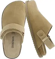 [CUSHIONAIRE] Women's Boulder Genuine Suede Clog with Swivel Strap – Lightweight EVA Sole, Memory Foam Insole, Wide Widths Available