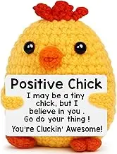 Mini Chicken Positive Crochet Animals Birthday Gifts for Girls Women, College Graduation Gifts for Her Him Teen High School Friend, Cute Stuff Emotional Cheer Up Support Handmade Chick Potato Pickle
