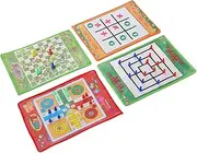 Snake and Ladder Kids Nine Men's Morris Portable Flying Chess Ludo Board 4 in 1 Set for Family Game