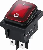GUMMMY 30x22 Heavy Duty Waterproof Rocker Switch 12V Red LED 220V Light Illuminated 16A 250VAC KCD4-201 DPST Switch 4pin 6pin(6PIN RED,12-24V)