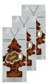 Little Trees Hanging Car and Home Air Freshener, Leather Scent - Pack of 3