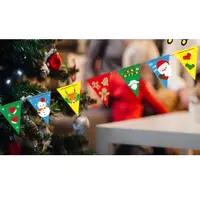 在飛比找ETMall東森購物網優惠-圣誕節慶裝飾派對party家居彩色旗子拉花旗三角旗裝飾吊旗紙