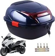 Waterproof Storage Carrier, Motorcycle Top Case, Trunk Box Tail Luggage, Built in Base for Clothes, Hats, Motorbike Storage, 16.14x15.75x11.02 inches, Red, Black, White, Blue
