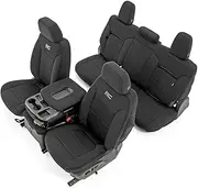 Rough Country Neoprene Seat Covers for Chevy Silverado & GMC Sierra 1500 (2019-2025) w/Rear Seat Storage & Cup Holder - Waterproof & UV Resistant, Foam Padded, Front & Rear Seat Cover Set