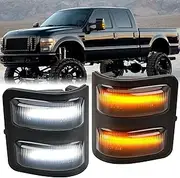 Nilight Side Mirror Marker Light Switchback Amber Turn Signals Light White Parking Light Smoked Lens Plug and Play Compatible With 2008-2016 Ford F250 F350 F450 F550 Super Duty