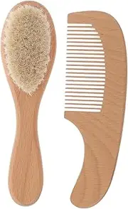 LOLIPPYY 1Set Hair Brush Soft Bristle Scalp Cleaning Brush Wood Comb for Gentle Bathing Lightweight Easy to Use for Parents Shower Present