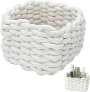 [DUOMIAO] Small Storage Decorative Basket, Cotton Rope Woven Shelf Basket for Little Items, Cute Box Organizer for Baby Room, Nursery, Bedroom