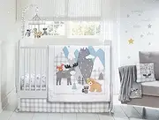 Wendy Bellissimo 4pc Nursery Bedding Baby Crib Bedding Set (Grey Moose & Bear)
