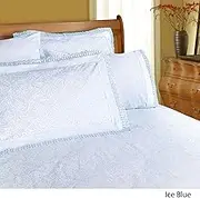 Shangri La Machine Lace Sheet Set, Double, Ice Blue