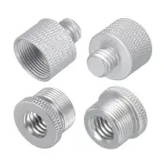 4Pcs Mic Stand Adapter 1/4 3/8 5/8 Thread Camera Screw Thread Adapter Silver