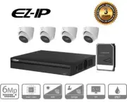 EZIP by Dahua 6MP kit 4x IP Security Camera System 8 Channel NVR CCTV with 4TB