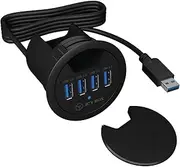 ICY BOX IB-Hub1403 USB Desktop Hub (60 mm) for Built-in, 4X USB 3.0 Ports, Cable Grommet, 5 V Power Connection Available, Black