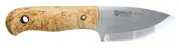 Helle Mandra - 69mm H3LS Triple Laminated Stainless Steel Knife (Curly Birch & Vulcan Fibre Handle with Leather Sheath)