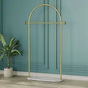 Gold Clothing Rack, Modern Clothes Rack with Marble Base, Heavy-duty Coat Racks Freestanding for Boutiques, Can Hang Jacket Garment, Hat, Scarf, Organize Shoes 31.5" W