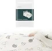 Disposable Bed Sheet 210 x 230 cm Bed Sheet Pure Cotton with White Print Travel Bed Linen, Easy to Carry for Hotels, Travel and Camping