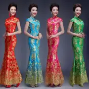 New Womens Fishtail Cheongsam Chinese Ball Gown Evening Long QiPao Wedding Dress